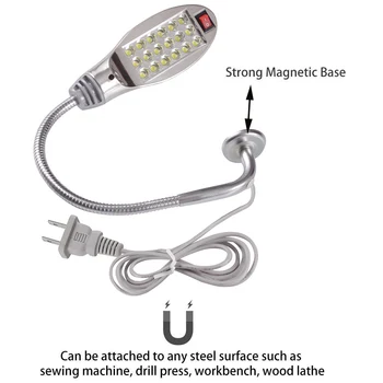 Super Jasné 12/18 LED Šijací Stroj Svetlo Magnetické Montáž Základne Gooseneck Lampa pre Šijací Stroj Sústruh Priemyselné Osvetlenie