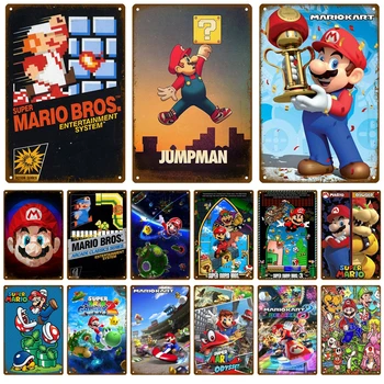 Super Mario Hráč Doska, Kov Vintage Tin Prihlásiť Ošumelé Elegantný Dekor Kov Znamení Retro Bar Dekorácie Kovové Plagát Plechu