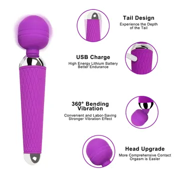 Super Výkonný Ústne Klitoris Vibrátory pre Ženy USB Nabíjateľné AV Čarovná Palička Masér Vibrátor Dospelých, Sexuálne Hračky pre Ženy