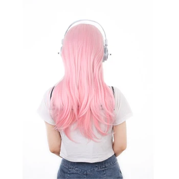 SUPERSONICO Cosplay Parochňu Slúchadlá Prop Kvet Hairband Super Sonico Animácie Headset Sony-Ani Ružové Dlhé Vlnité Syntetické Vlasy