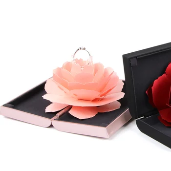 Svadby Manželstva Rotujúce Rose Krúžok Box Krásne Zamatové Svadobné Zapojenie Box Pre Prsteň, Šperky Skladovanie Displej Darčeka Držiteľ