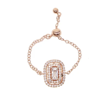 Svadobné zásnubný dar jemné nastavenie reťazca šperky krúžok 2018 najnovšie dizajn, tvar štvorec AAA bling cz elegantné bageta krúžky