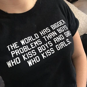 Svet Má Väčšie Problémy, Než Chlapcov, Ktorí Kiss Chlapci Dievčatá Písmeno T Shirt Tumblr Grafické Tees Tričko Ženy, trička, Topy, Šaty