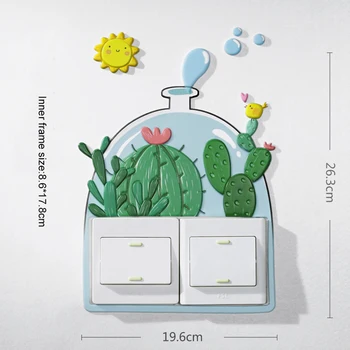Svetelný Kaktus Prepínač Nálepky Mäkké 3D Nálepka pre Domáce Spínač Kryt Dekorácie Svietiace Nálepky Succulents Samolepky na Stenu