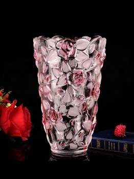 Svetlo luxusné krištáľové sklo rose váza Európskom štýle hydroponické rastliny bohaté bambusu kvet ware Dosku stolíka obývacia izba