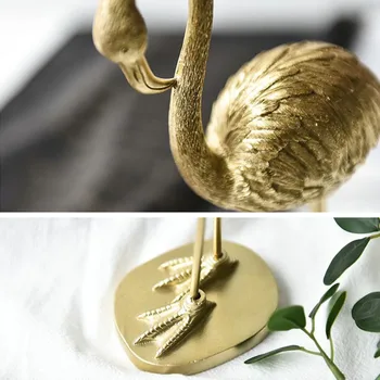 Svetlo Luxusné Zlaté Flamingo Živice Remesiel Dekorácie, Figúrky Domova Obývacia Izba Ornament Svadobné Prop Ploche Displeja Darček