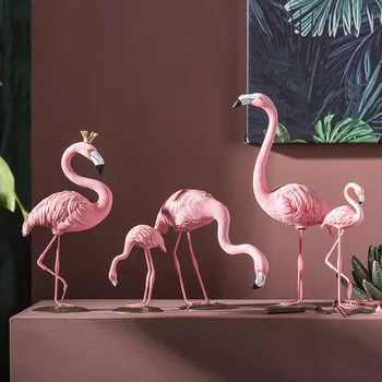 Svetlo Luxusné Zlaté Flamingo Živice Remesiel Dekorácie, Figúrky Domova Obývacia Izba Ornament Svadobné Prop Ploche Displeja Darček
