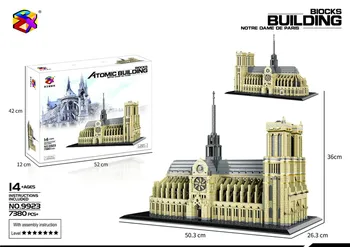 Svetoznámej Architektúry Francúzsko Notre Dame de Paris historického a kultúrneho mesta DIY Diamond Cartoon Bloky Tehla Deti Hračka Darček
