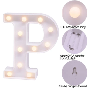 Svietiace LED List Číslo Nočné Svetlo anglická Abeceda Batérie, Lampy, Romantické Svadobné, Vianočné Party Dekorácie