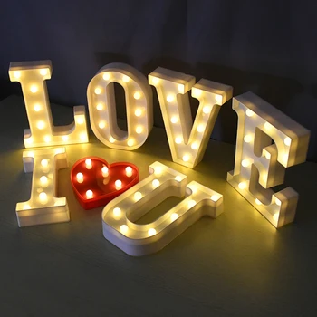 Svietiace LED List Číslo Nočné Svetlo anglická Abeceda Batérie, Lampy, Romantické Svadobné, Vianočné Party Dekorácie