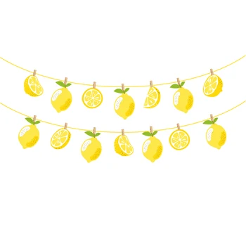 Svieža Citrónová Happy Birthday DIY Strany Bannery Baby Sprcha Stene Visí Bunting Deti Party Láskavosti Žltá Lemon Party Dekorácie