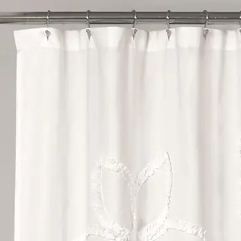Svieža Dekor, Biela Prehrabať Kvet Sprchový Záves | Kvetinový Textúrou Ošumelé Elegantný Dom v Štýl Dizajn, x 72, 72 x 72