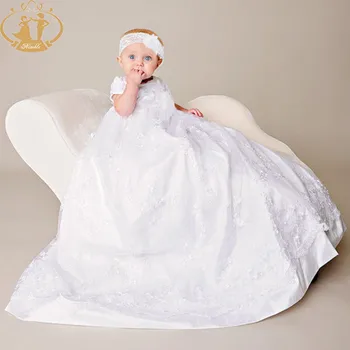Svižný Baby Girl Dress Krst Šaty Šaty na Krst Nosenie Prvé sväté Prijímanie pre Dievča Vestido Infantil Bautizo Baby Girl Šaty