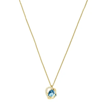 SWA Jemné Štedrý Originálne Nové Vynikajúce Prívesok Nastaviť Ženskej Módy Lesklé More Modré Srdce Crystal Zapojenie Šperky Darček