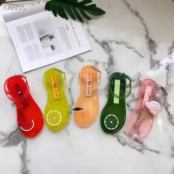 SWYIVY PVC Plastu Jelly Topánky Ovocie Ploché Letné Sandále Ženy 2020 Nové Ženské Transperant Sandasl Topánky Flip Flops