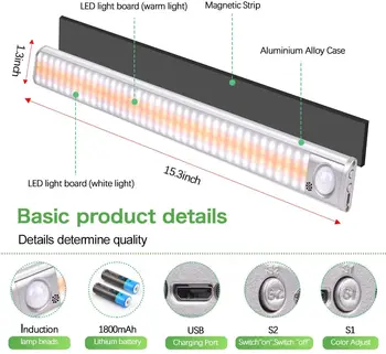 SXZM LED Snímača Pohybu Kuchyňa Nočné Svetlo USB Nabíjateľné Skriňa Skriňa Lampa Automatické Zapnutie Osvetlenie Pre Nočné Chodbe Šatník