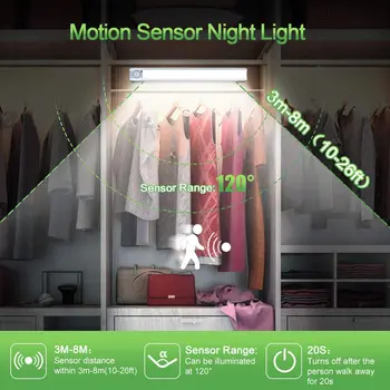 SXZM LED Snímača Pohybu Kuchyňa Nočné Svetlo USB Nabíjateľné Skriňa Skriňa Lampa Automatické Zapnutie Osvetlenie Pre Nočné Chodbe Šatník