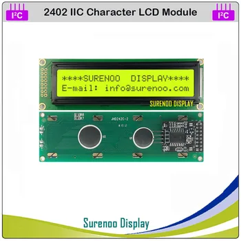 Sériové IIC / I2C / TWI 2402 242 24*2 Znak LCD Modul Displeja Panel Žltá Zelená Modrá s Podsvietením pre Arduino