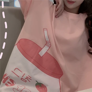 T-košele Ženy Harajuku Iny Vytlačený Voľné Nadrozmerná Študentov Krásne Čerstvé Estetické All-zápas Candy Farby, Módne Bežné