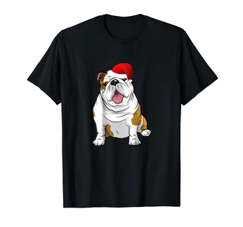 T-Shirt Späť-pánske T-Shirt-Black Vianočné Buldog Šteňatá ANGLICKÉHO BULLDOGS Legrační