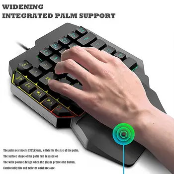T1 Klávesnice, Myši, Kombá Jednou Rukou Mechanical Gaming Keyboard RGB Podsvietenie Hra Klávesnice, Myši, Nastavte Pre PC