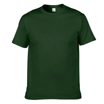 T76-33C Značky Bavlna dámske pánske T-shirt Pevné Short-sleeve O-krku Tmavo zelené Tričká Ženský Čaj Košele Mujer Camiseta