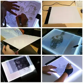 Tablety digitálne LED grafik Tenké Umenia Vzorkovníka Maľovanie na rysovaciu Dosku Light Box Sledovanie Tabuľka Pad Tri úrovne, Hračky, Darčeky