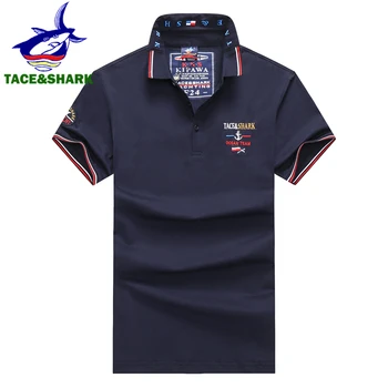 TACE&SHARK Značiek Bežné Militare pánske Oblečenie Výšivky Polo Shirts Mužov Shark Krátky Rukáv Módne Topy Camisa Polo Homme