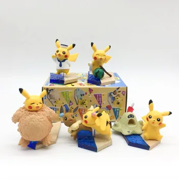 TAKARA TOMY 10pcs/set 5cm Anime Pikachu Údaje Na Pláži Akčné Obrázok Dekorácie Modelu Cartoon Darčeky, Hračky pre Deti,
