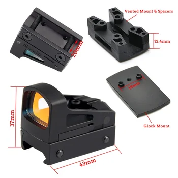 Taktické RMS Reflex Mini Red Dot Sight Rozsahu S Ventilovanými Montáž a Dištančné Pre Lov Airsoft Pištoľ Glock RL5-0035