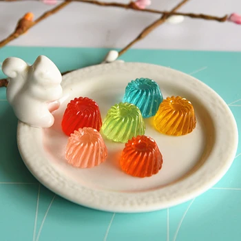Tanduzi Veľkoobchod 100KS Miniatúrne Jelly Candy Živice Flatback Cabochons Simulácia Potravín Scrapbooking DIY domček pre bábiky Miniatúr