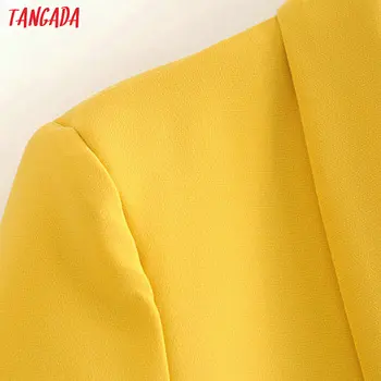 Tangada ženy pevné blazer na jeseň vrecká skladaný tri štvrtiny rukáv vrchné oblečenie dámske pracovné oblečenie bežné elegantné topy DA75