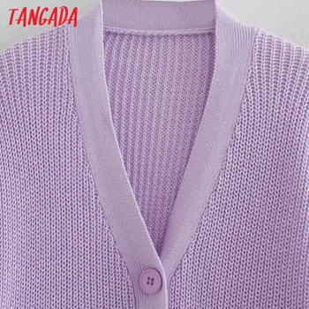 Tangada ženy voľné tuhé cardigan vintage jumper pani móda nadrozmerné pletený sveter kabát 3R20