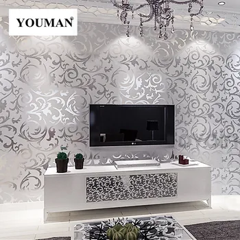 Tapety Youman 3D Listy Vzor, Luxusný Sivá Textúrou Modernej Šedej Vinyl Kotúčoch Obývacia Izba, Spálňa Pozadí Domova