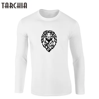 TARCHIA Mens T-Shirts 2021 Jar Jeseň Mužov Tričko Zábavné Lev Vytlačené Bežné Dlhý Rukáv Bavlny O-Neck Tričká Topy Homme
