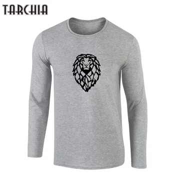TARCHIA Mens T-Shirts 2021 Jar Jeseň Mužov Tričko Zábavné Lev Vytlačené Bežné Dlhý Rukáv Bavlny O-Neck Tričká Topy Homme