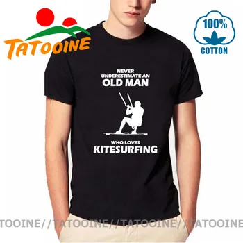 Tatooine, Nikdy Nepodceňujte Starý Muž, Ktorý Miluje Kitesurfing T shirt Narodil v Kite Tees Kiteboard Darček T-shirt Kitesurfer tričko