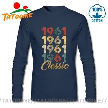 Tatooine, Retro 1960 Oblečenie Vintage Classic 1961 T Shirt mužov Dlhý Rukáv Narodeniny Narodil sa v roku 1961 T-Shirt Zábavné Vyrobený v roku 1961 Tees