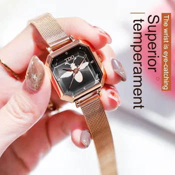 TDO dámske Hodinky 2020Square Módne zegarek damski Luxusné Dámske Náramok, Hodinky Pre Ženy, Kožený Remienok Hodiny