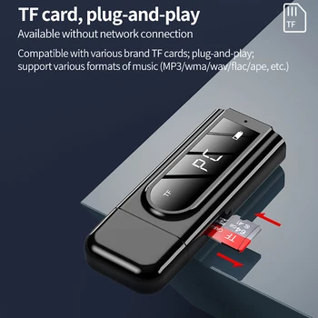 Tebe Bluetooth 5.0 Prijímač Vysielač s TF Karty Solt 3.5 mm Aux FM 2 V 1 Bezdrôtovej Audio Adaptér USB Dongle Pre PC Slúchadlá