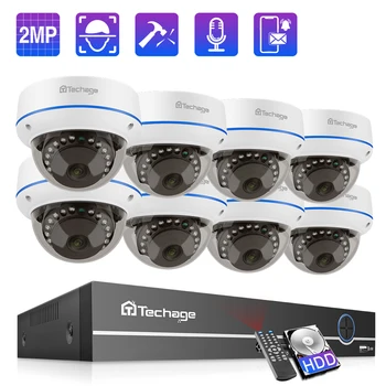 Techage 8CH 1080P POE NVR Auta kamerovým Systémom 2.0 MP HD Dome IP Kamery, IR Krytý Nočné Videnie CCTV kamerový Set