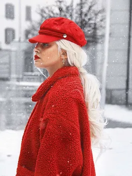 Teddy Kabát, Bundu Plyšové Načechraný Červená Umelú Kožušinu Kabát Žena Zimné Ruskej Módy Park 2020 Teplé Ulici Temperamentu Osobnosti