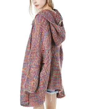 TEELYNN s dlhým rukávom s Kapucňou sveter Cardigan ženy vintage pletené svetre jeseň 2020 boho pláži femme epen steh dlhá srsť