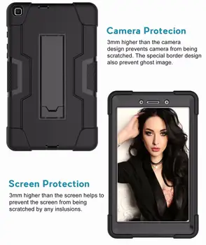 Tenký tvrdý Pancier Shockproof Robustný Drop Ochrany ochranné puzdro so Stojan Pre SAMSUNG Galaxy Tab 8.0 2019 T290 T295