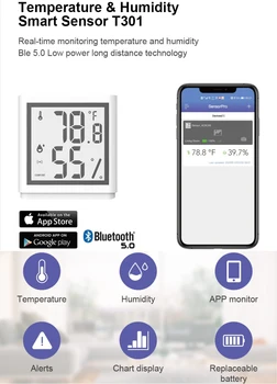 Teplota A Vlhkosť Meter LCD Displej Smart Bluetooth 5.0 Displej Digitálne Zobrazenie Teploty S Alexa Domovská stránka Google