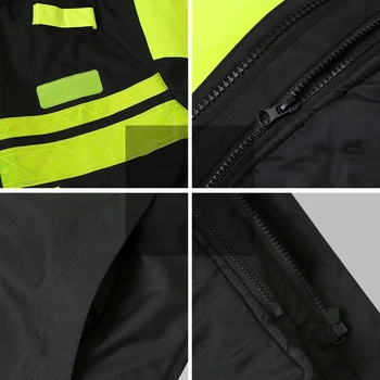 Teplý Kabát Zimné Nepremokavé Moto Jazdecké Sako Oblečenie Outwear Noc Reflexné Bezpečnostné Štáby Pršiplášť S Vymeniteľné Vložky