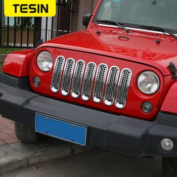 TESIN 7pcs Matný Auto Clip-v Prednej Mriežky Oka Vložky Oka Mriežka Kryt pre Jeep Wrangler JK rokov 2007-Vonkajšie Príslušenstvo