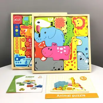 Tetris Zvierat Kreatívne Puzzle Puzzle V Tvare Stavebné Bloky Zábavnej Puzzle Poznanie Montessori Drevené Raného Vzdelávania Hračky