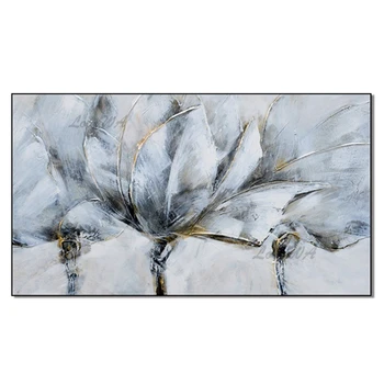 Textúrou Abstraktné Biely Kvet, Olejomaľba Na Plátne Wall Art Ručne Maľovaných Olejomalieb Na Stenu Obrázok, Závesy Umenia Pre Obývacia Izba