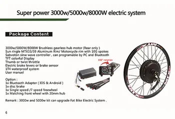TFT displej, systém 5000w elektrické Tuku Bicykel na prestavbu sabvoton radič 100KM/H max. rýchlosť
